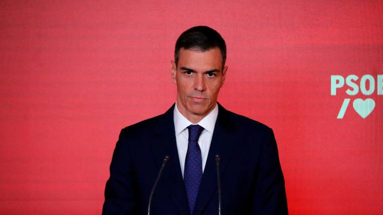 El presidente del Gobierno, Pedro Sánchez, durante su intervención en la sede del PSOE, este jueves por la tarde. FOTO: ACN